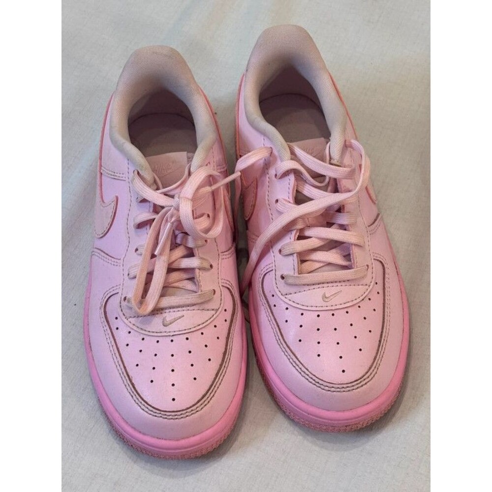 Nike Air Force 1 Low Top Unisex Kids Pink Leather Lace-Up Sneakers US 3